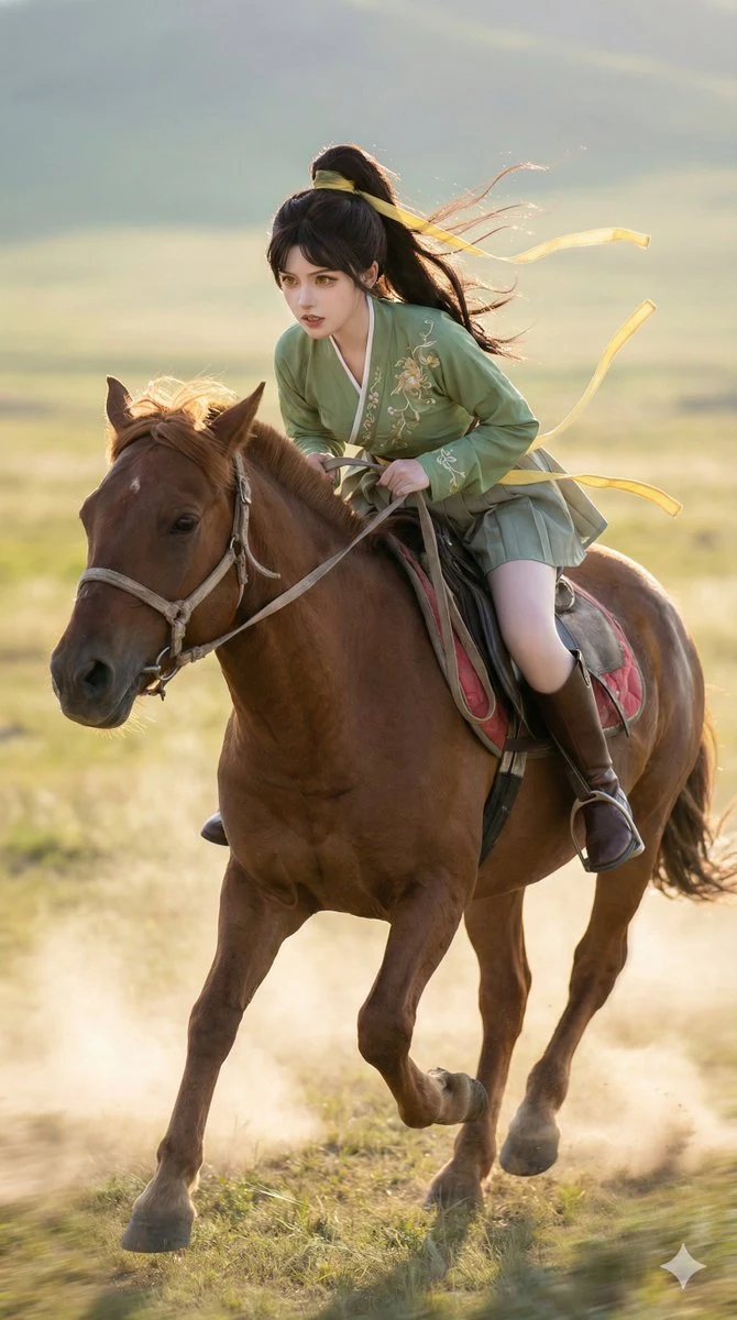 汉服少女草原疾驰