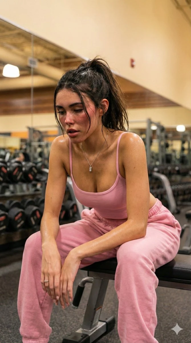 粉系少女健身抓拍瞬间