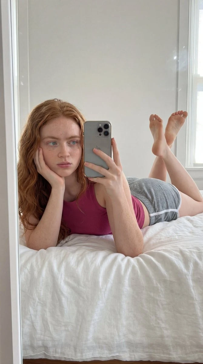 安娜·德·阿玛斯风格卧室镜前自拍