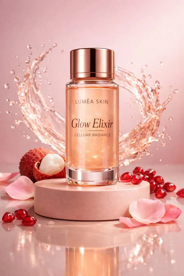 Photographie de produit esthétique du sérum luxueux radiant