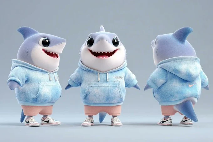 皮克斯风格拟人吉祥物三视图