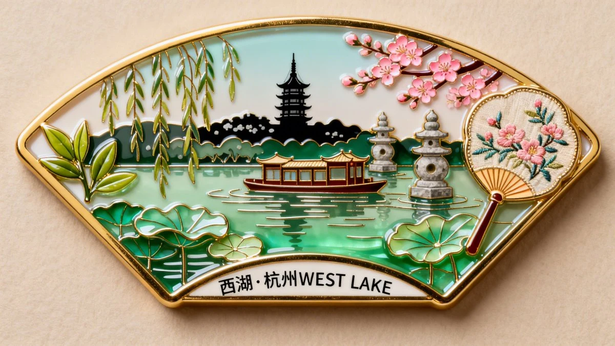 تصميم مغناطيس الثلاجة الفاخر بطلاء الENAMEL لبحيرة غوشي