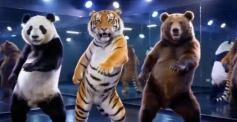 مجموعة فتيات الحيوانات المُحِبَّة تُقدِّم رقصة كورية مُنْتَهِجَة بتوقيت دقيق في الحفلة الحية