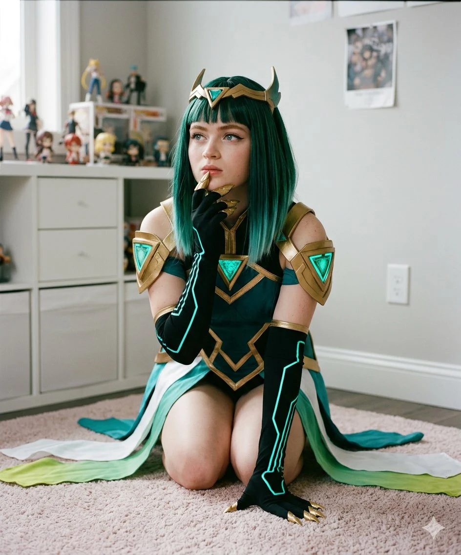 房间内的硬核科幻风Cosplay少女