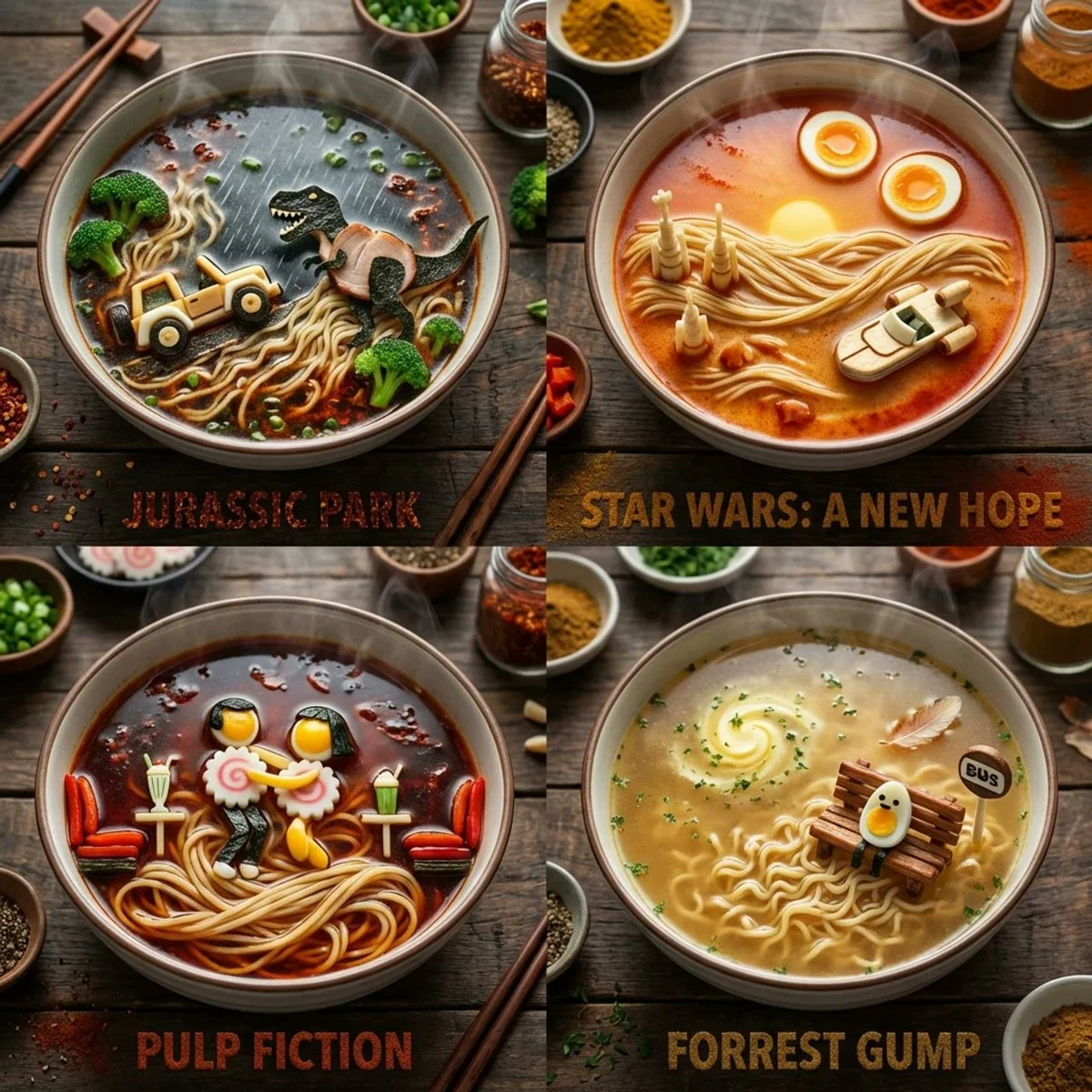 影视经典名场面微缩拉面艺术