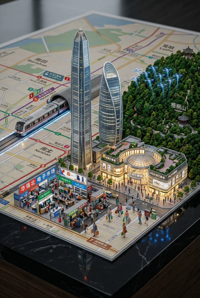 从地图拔地而起的深圳3D微缩城市景观