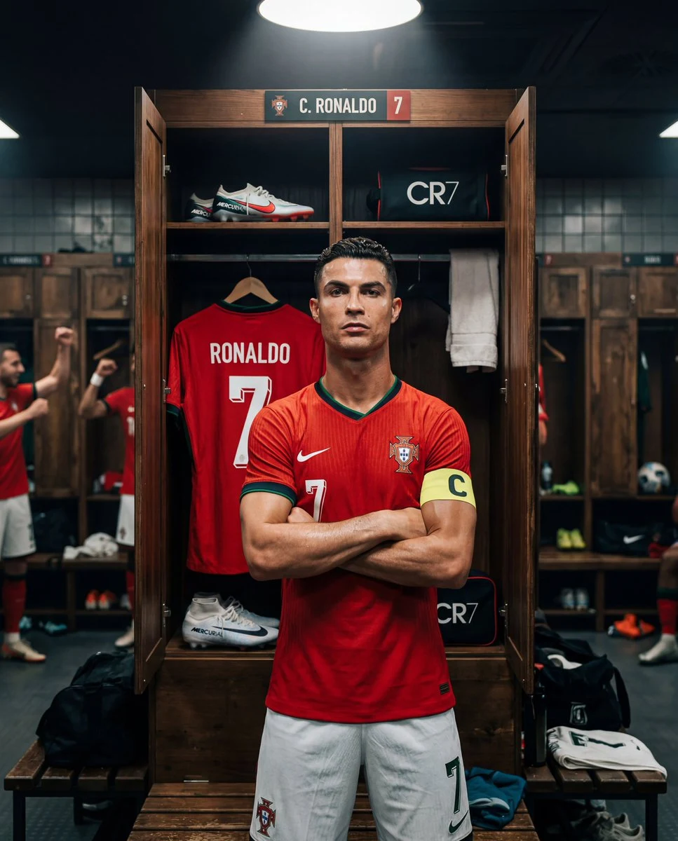 النجم البرتغالي كروز الصورة الثقة في الغرفة المخصصة للملابس