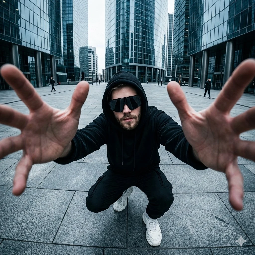 لحظة التقاط في الشارع من منظور واسع الزاوية