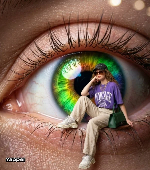 霓虹虹膜中的超现实时尚少女