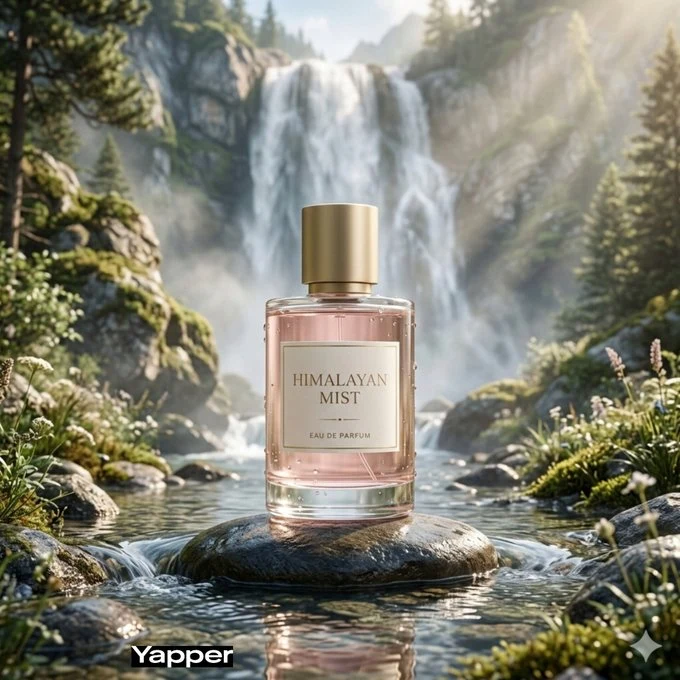 梦幻瀑布与奢华香水的绝美邂逅