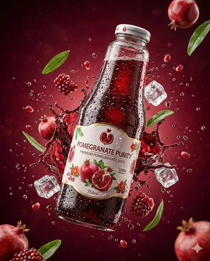 悬浮樱桃汁与飞溅水花的商业大片