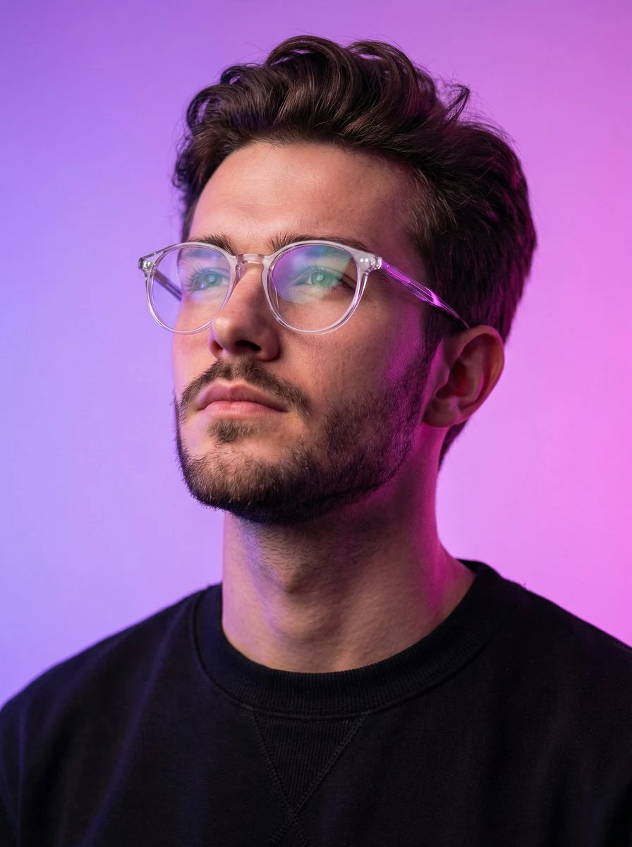 霓虹光影下的赛博风超写实男子