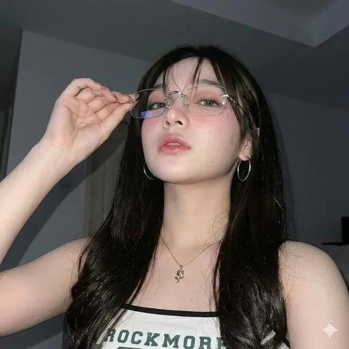 韩系清透妆容少女咬手指夜景自拍