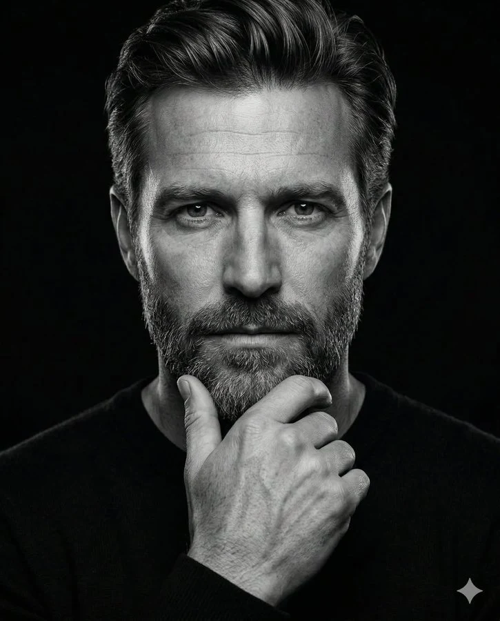 极致光影下的思想者黑白肖像