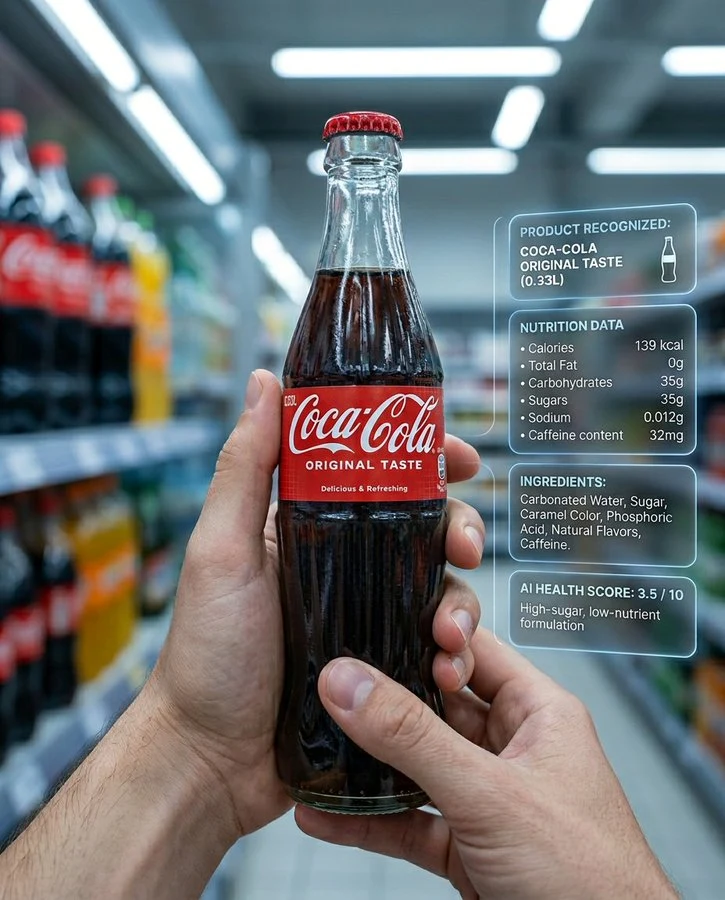 超リアル未来的なスーパーの AI ホログラフィック栄養スキャン