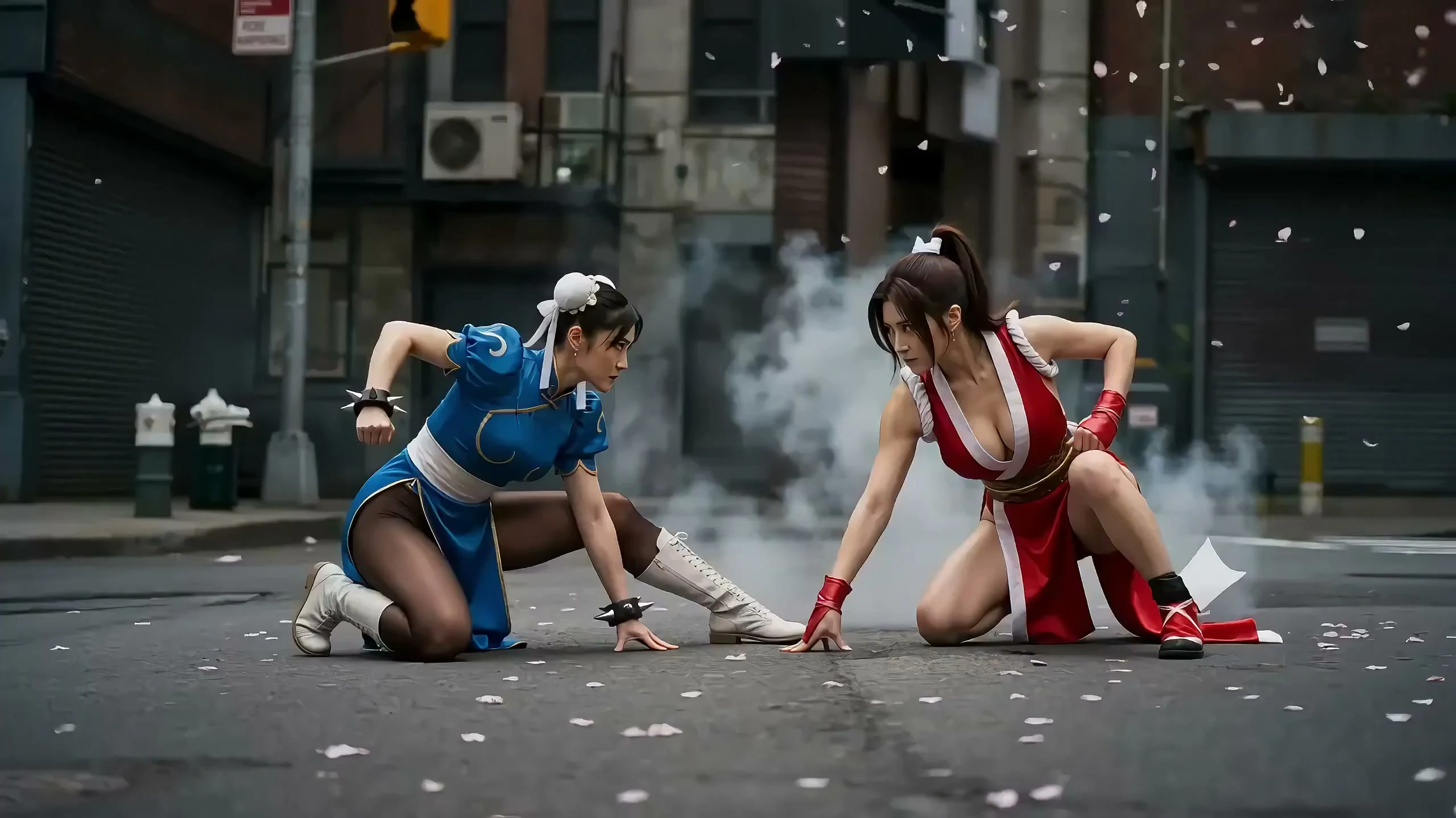 A fateful blue-and-red showdown at Sakuragaoka Street