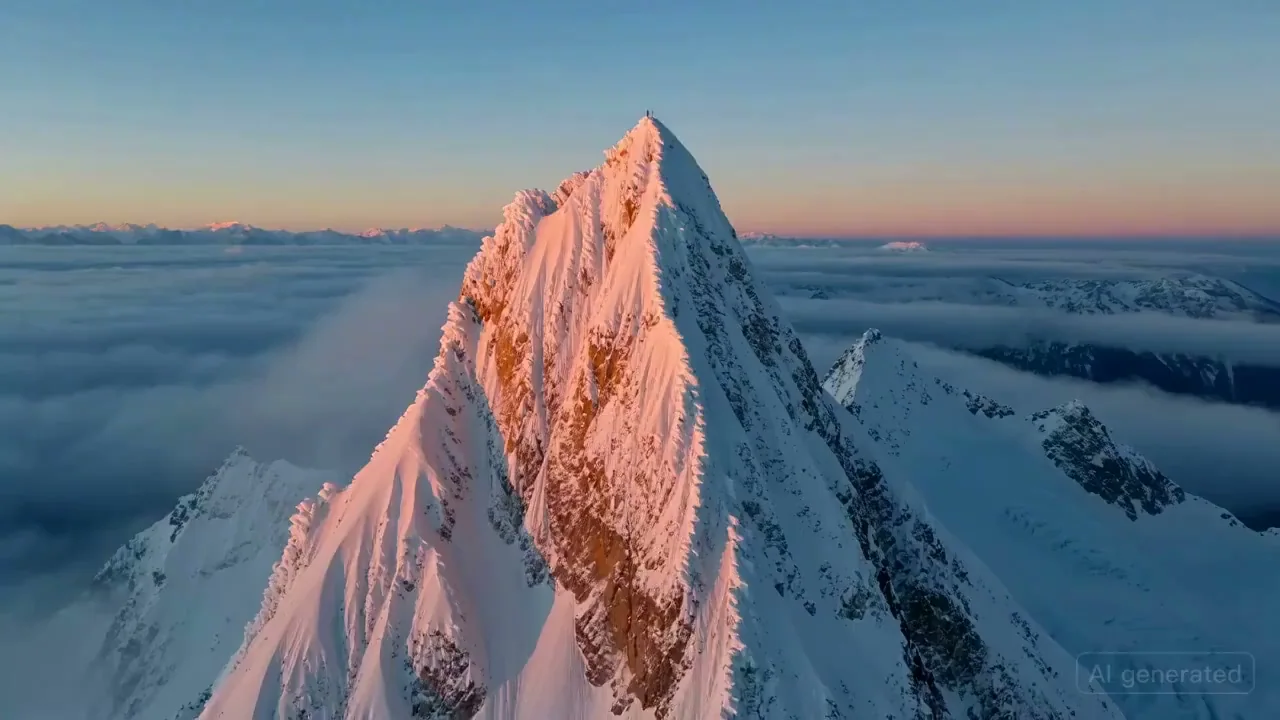 极限翼装飞越黎明雪峰与冰川