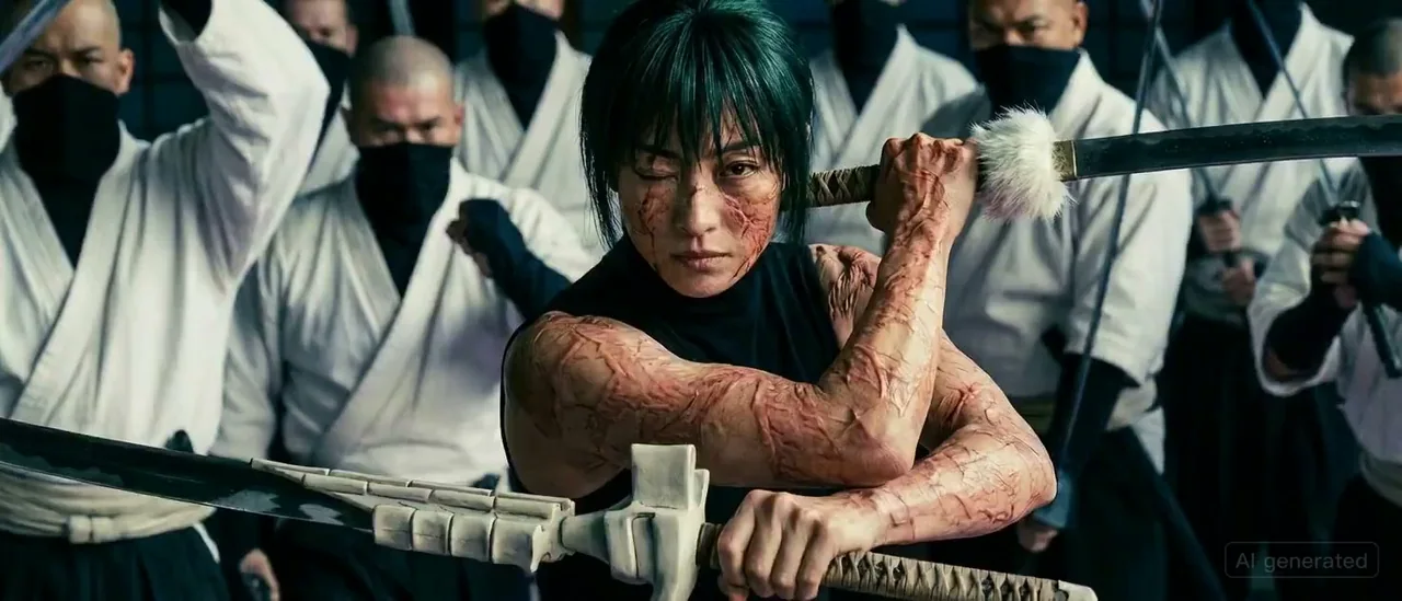 紫光禅园玻璃地板上的女剑客激战