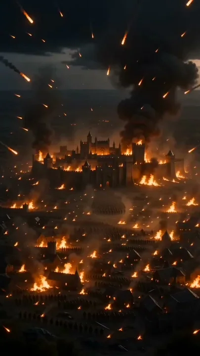 燃える要塞下でのエピックな軍隊の交鋒