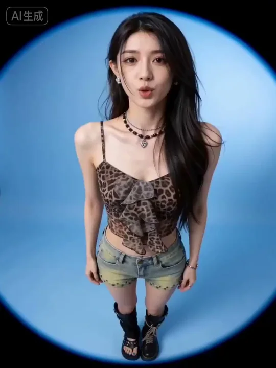 La jeune fille élégante à travers le regard du lentille à grand angle