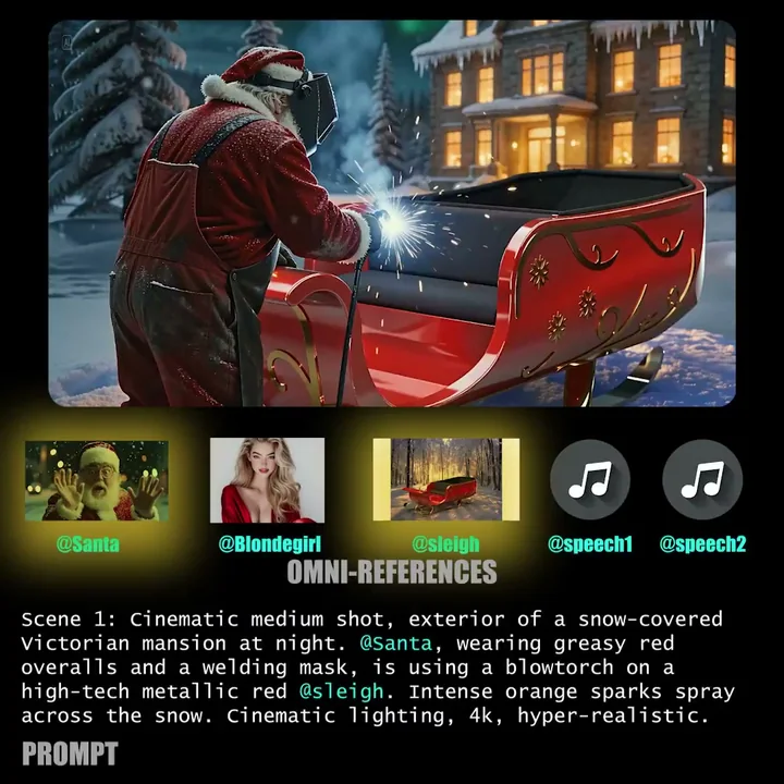 Hardcore Santa Claus on a Snowy Night in Victoria