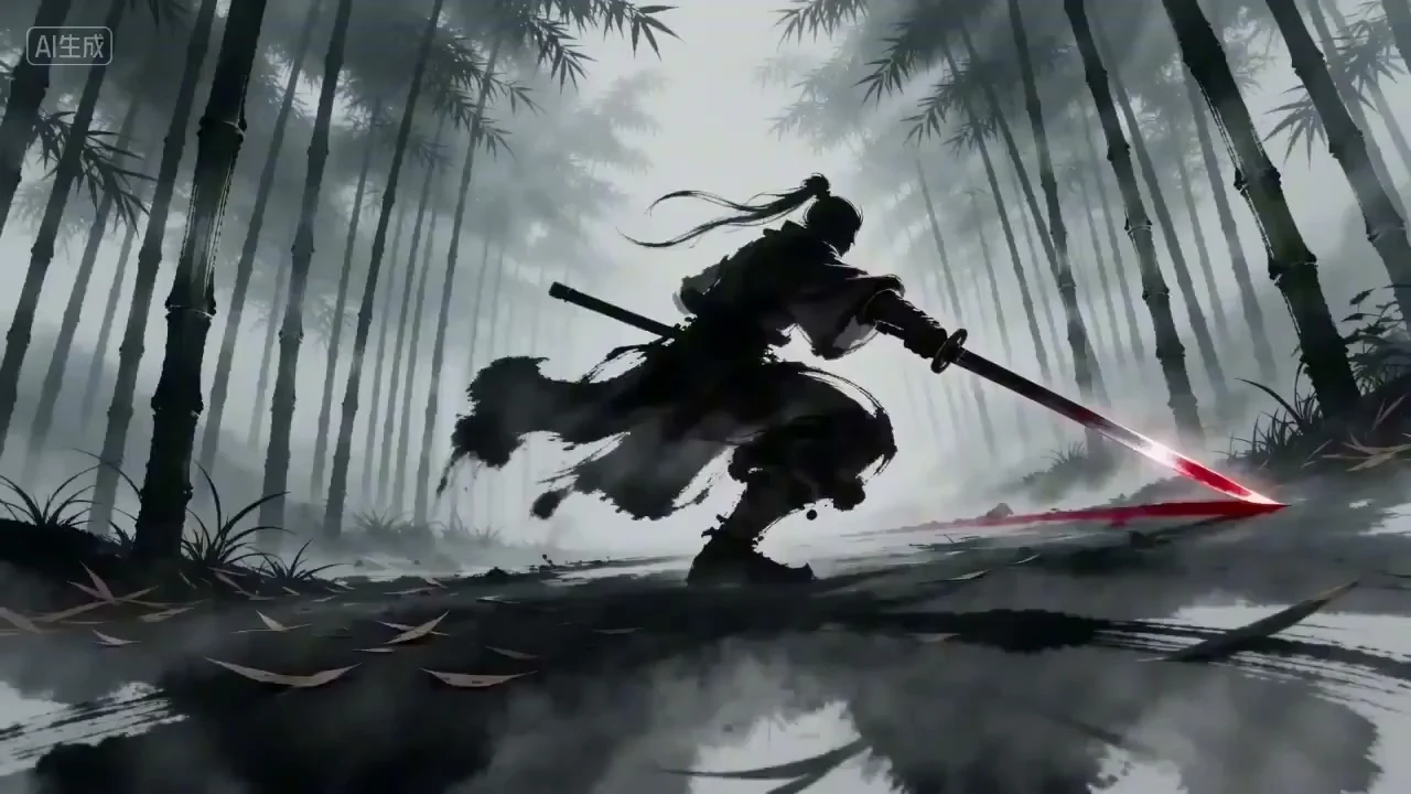 Ink-Washing Wuxia: The Summit Showdown Between Red and Blue Shadows