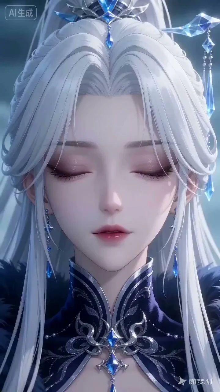 The cold, glamorous girl with white hair rides a dragon and descends amidst thundering lightning.