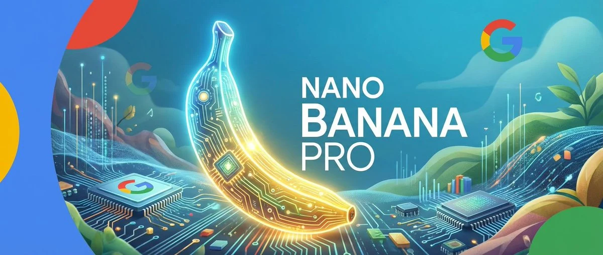 En-tête technologique Nano Banana Pro style Google minimaliste
