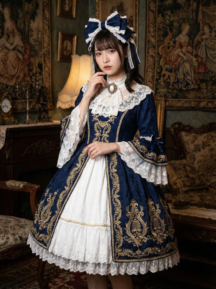 幽藍バロック古典ロリータ少女