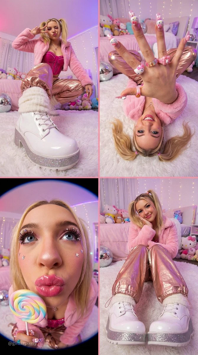 Стильный снимок Y2K sweet辣妹 в экстремальном широком угле