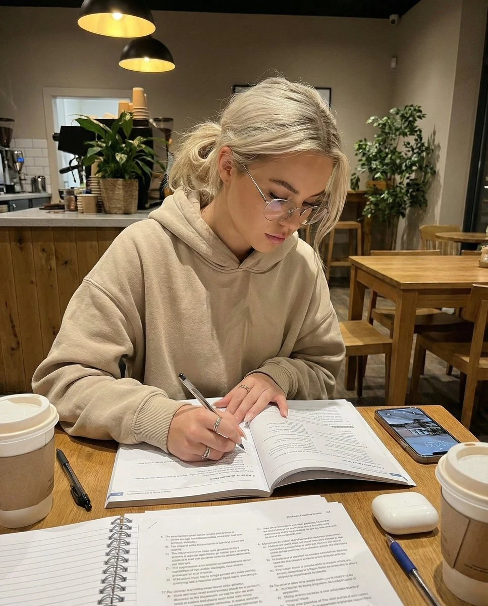 L'instant apaisant de se plonger dans la lecture dans un café, baigné dans une douce lumière.