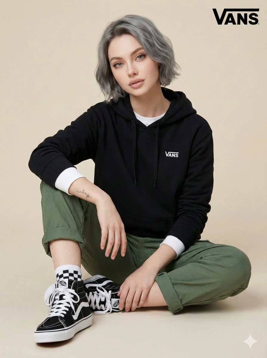 Capture street style and relaxed vibes in a beige studio.