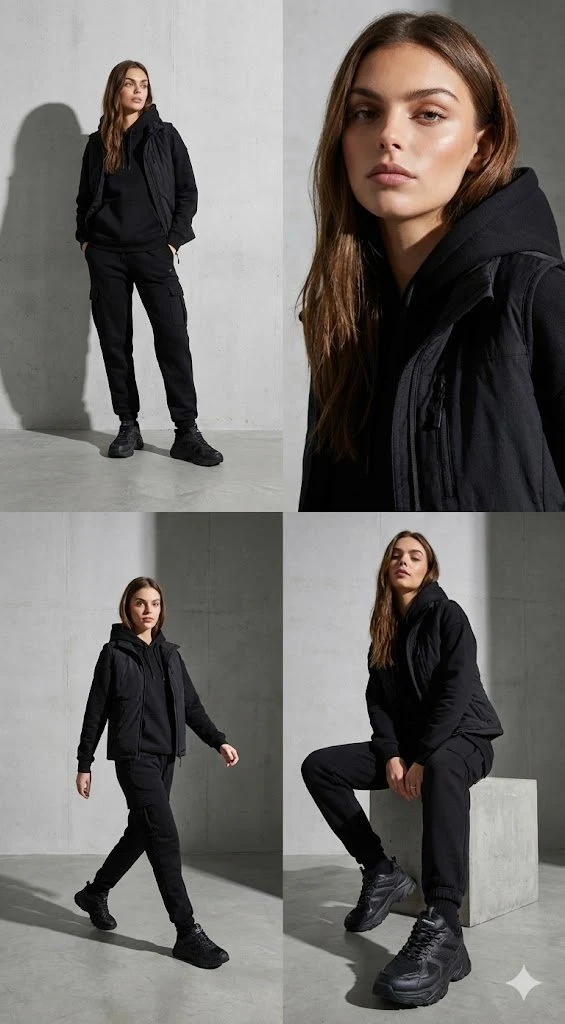 Publicité commerciale haute gamme pour marque de mode tendance en quatre cases