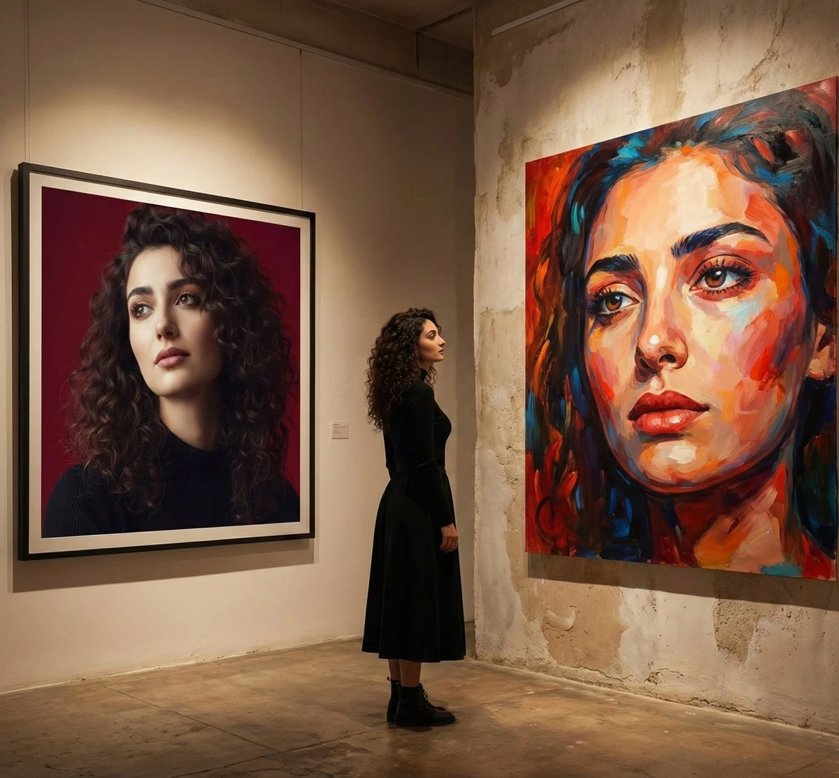 Dialogue between Realism and Abstraction in Portraits Amid Interwoven Light and Shadow