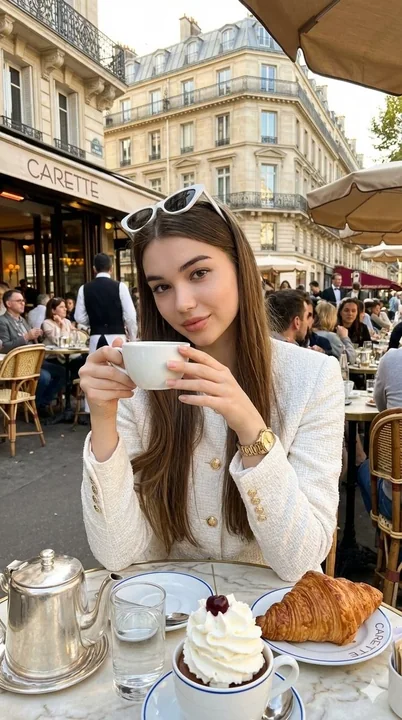 巴黎街头白西装名媛的午后时光