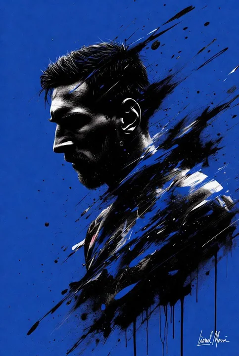 深邃电光蓝梅西爆发剪影艺术照