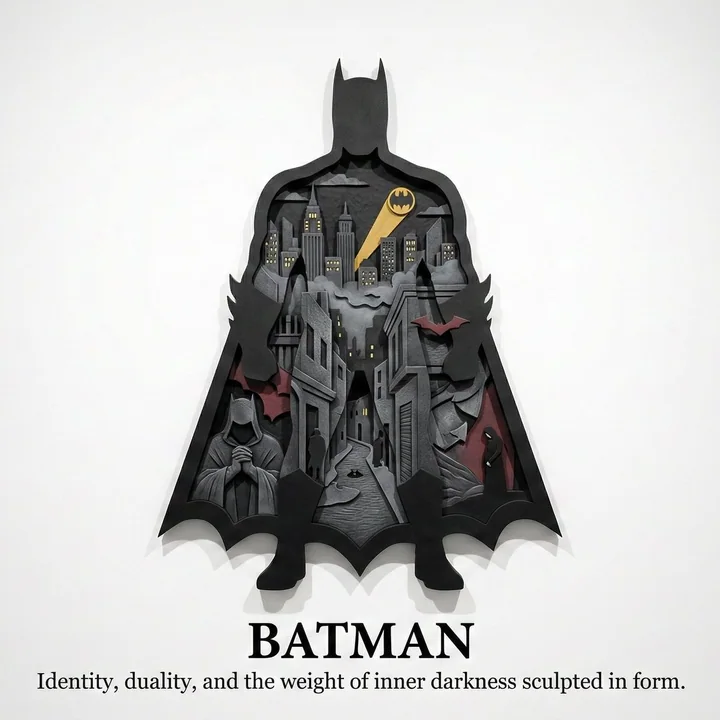 剪影内包含微缩浮雕叙事的立体画卷