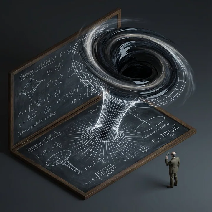 粉笔公式在黑板升起化作黑洞奇观