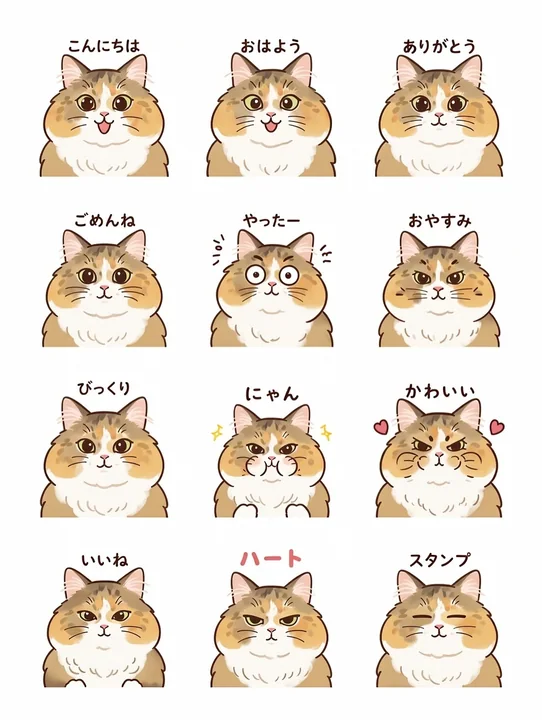 十二款带文字的猫咪角色表情包合集