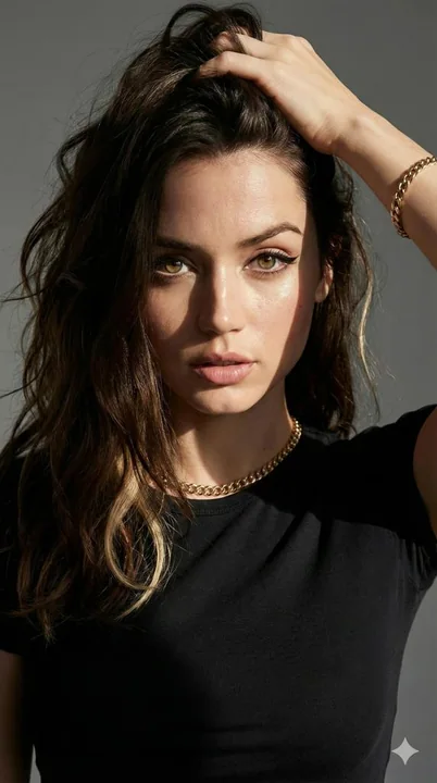 Fashion model with dark brown hair under dramatic chiaroscuro lighting