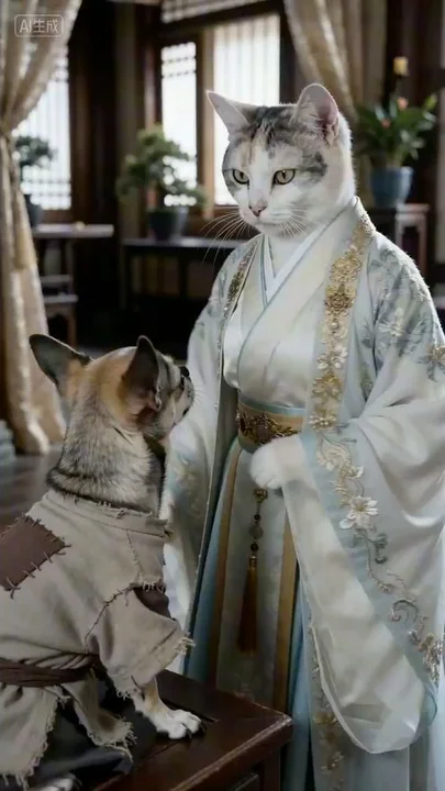 Ancien style mignon animal de compagnie, princesse de palais rivalise, la princesse cadette gifle la jeune femme de naissance inférieure