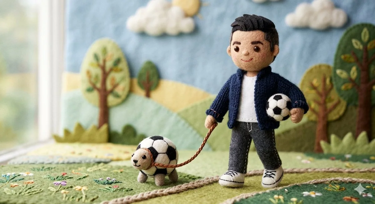 Handmade Wool Felt Stop-Motion Style Celebrity Figure and Cute Pet