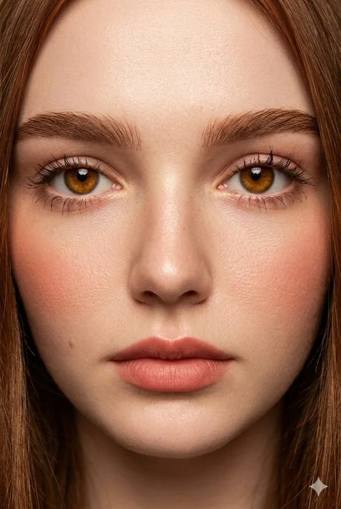 はちみつのような瞳を持つ少女の極致のファッションメイクアップ特写
