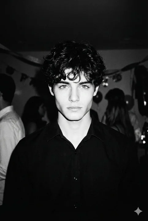 90年代のフラッシュライトの下で輝くダークな不良少年