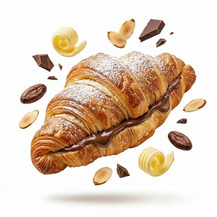 极简纯白背景的悬浮美食爆炸图