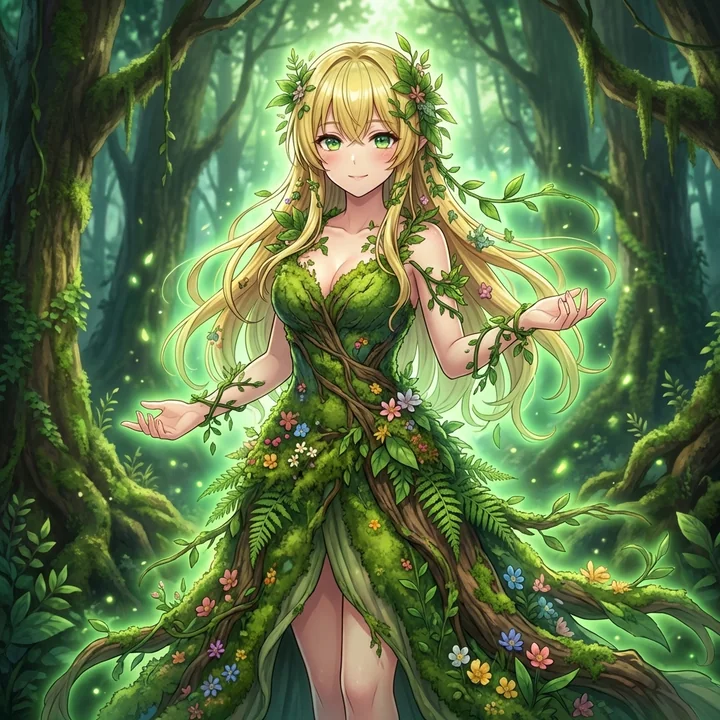 与森林共呼吸的梦幻树精少女