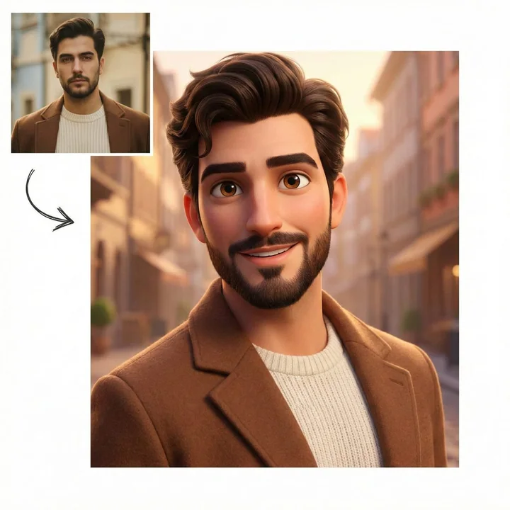 One-click conversion of real photos into Pixar-style 3D portraits