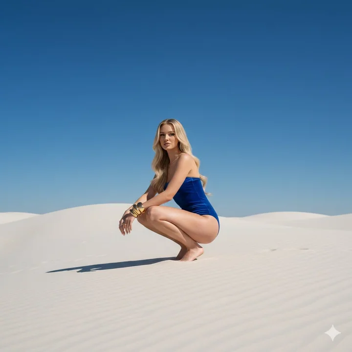 A surreal dreamscape of azure velvet and white sand dunes